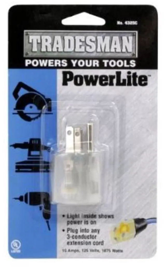Main image of Southwire Tradesman Adapter Plug - 1-Outlet Lighted AC Adapter - 15-Amp Grounded Plug Adapter - Clear Housing - Safe Jobsite & Home Use