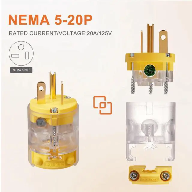 Alt view image 7 of 7 - Lighted Extension Cord Replacement Ends 4 Set, 20 Amp 125 Volt NEMA 5-20 Heavy Duty Plug and Connector Set, Industrial Grade 3-Prong Straight Blade Grounding Type, 2P 3W UL Listed