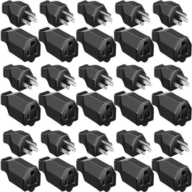 Main image of 30 Pcs Extension Cord Replacement Ends Male and Female 125v 15a 2 Pole 3 Wire Electrical Replacement Plug & Connector 3 Prong Plug and Connector Electrical Male Female Straight Blade