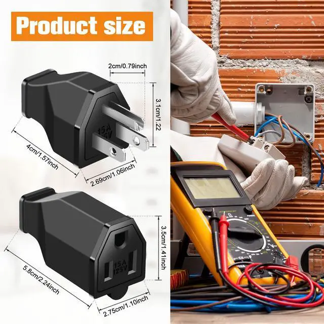 Alt view image 2 of 7 - 30 Pcs Extension Cord Replacement Ends Male and Female 125v 15a 2 Pole 3 Wire Electrical Replacement Plug & Connector 3 Prong Plug and Connector Electrical Male Female Straight Blade