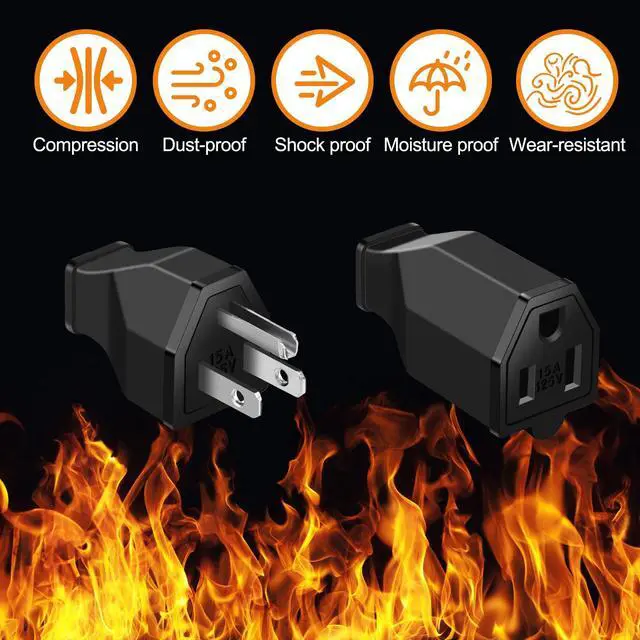 Alt view image 5 of 7 - 30 Pcs Extension Cord Replacement Ends Male and Female 125v 15a 2 Pole 3 Wire Electrical Replacement Plug & Connector 3 Prong Plug and Connector Electrical Male Female Straight Blade