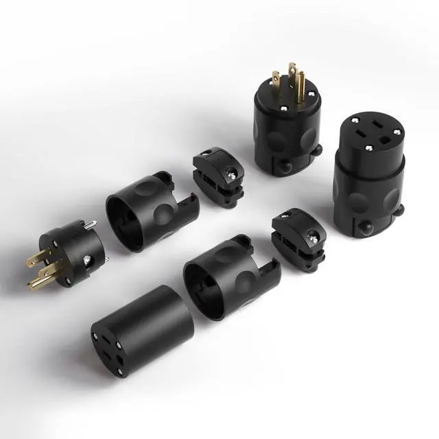 Alt view image 2 of 7 - Electrical Replacement Plug Connector Set, Extension Cord Ends Male and Female 3 Prong NEMA 5-15P/NEMA 5-15R Straight Blade Plug Grounding Type 5 PackBlack