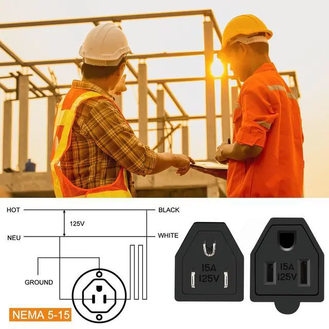 Alt view image 3 of 7 - 5 Sets Extension Cord Plug Replacement Male and Female Extension Cord Ends 125V 15A 2 Pole 3 Wire Male and Female Connector Straight Plug Replacement Compatible with NEMA 5-15R and 5-15P 1875w
