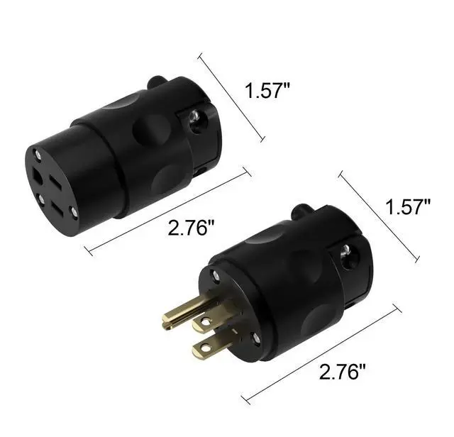 Alt view image 3 of 7 - Electrical Replacement Plug Connector Set, Extension Cord Ends Male and Female 3 Prong NEMA 5-15P/NEMA 5-15R Straight Blade Plug Grounding Type 5 PackBlack