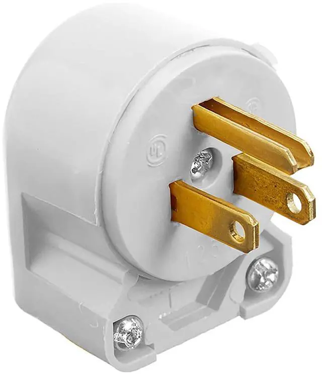Main image of Legrand 4867ANWCC10 15 Amp 250V Medium Duty Nylon Angle Plug, NEMA 5-15P, White (1 Count)