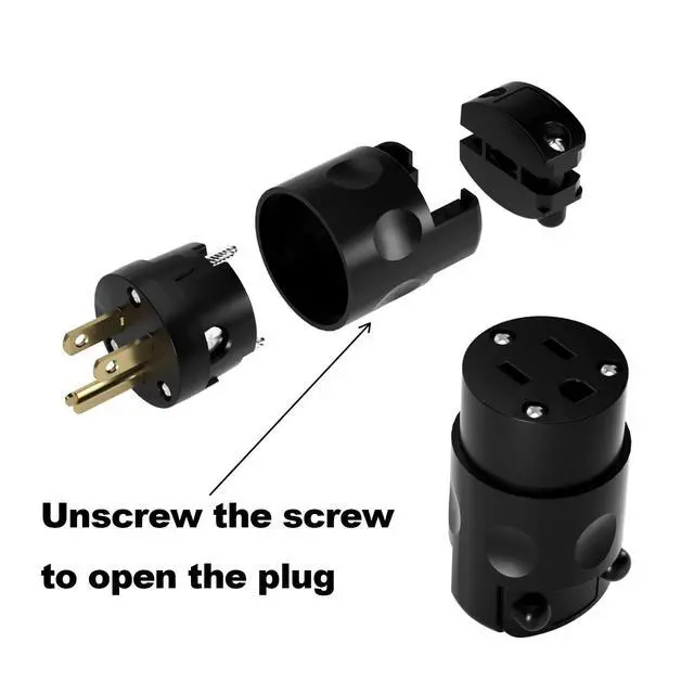 Alt view image 4 of 7 - Electrical Replacement Plug Connector Set, Extension Cord Ends Male and Female 3 Prong NEMA 5-15P/NEMA 5-15R Straight Blade Plug Grounding Type 5 PackBlack
