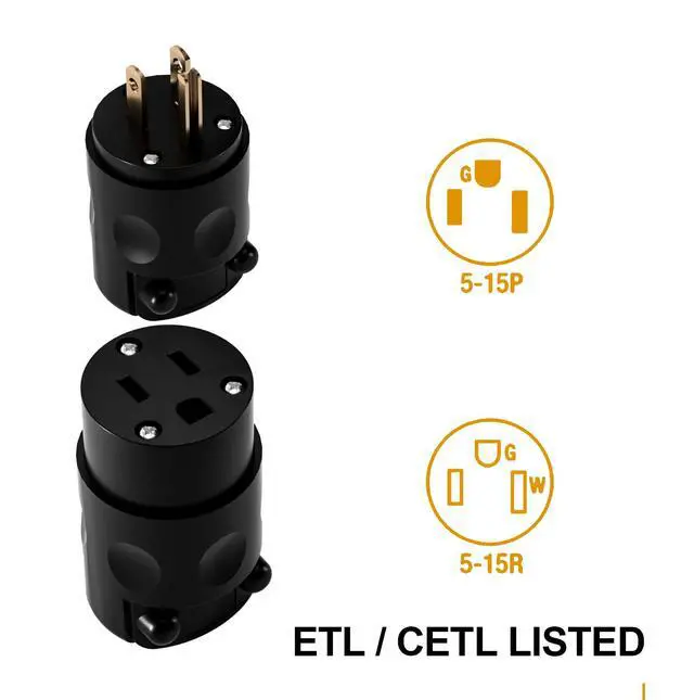 Alt view image 6 of 7 - Electrical Replacement Plug Connector Set, Extension Cord Ends Male and Female 3 Prong NEMA 5-15P/NEMA 5-15R Straight Blade Plug Grounding Type 5 PackBlack