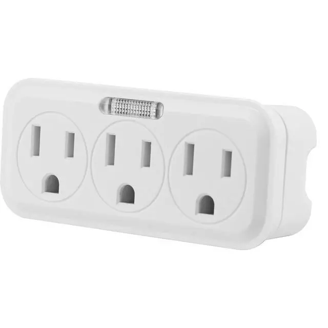 Alt view image 2 of 7 - 3 Outlet Adapter Wall Tap with Guide Light, 3 Prong Outlet, Grounded Outlet, UL Listed, White, 14494
