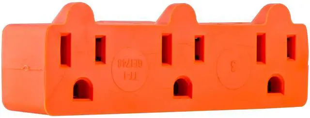 Main image of 3-Outlet Extender, Grounded Wall Tap, 3-Prong, Multiple Plug, Power Splitter, Cruise Essentials, Use for Home Office School Dorm, UL Listed, Orange, 54541