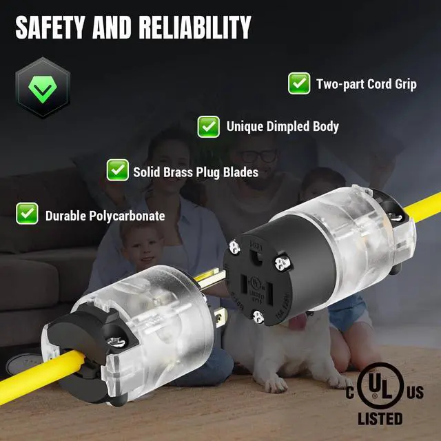 Alt view image 5 of 7 - 4 Pack Lighted Grounding Plug15 Amp 125 Volt Extension Cord Plug Replacement 3 Prong NEMA 5-15P 2 Pole 3 Wire Grounding Straight Blade Electrical Plug Replacement Cord Outlet ,UL Listed