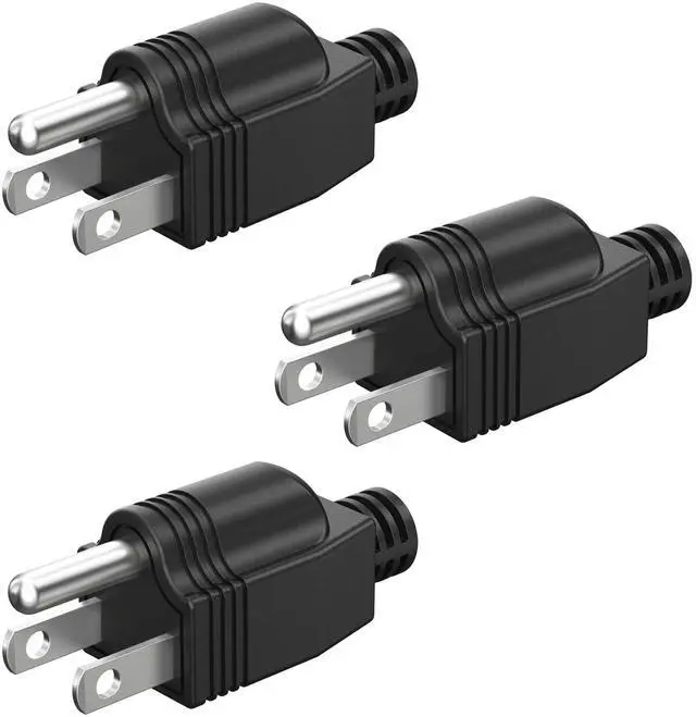 Main image of NEMA 5-15P Electrical Replacement Plugs End, Extension Cord Ends 125V 15A 2Pole 3Wire Male PlugGround Neutral Generator Plug3 Prong Power Replacement Type (3)