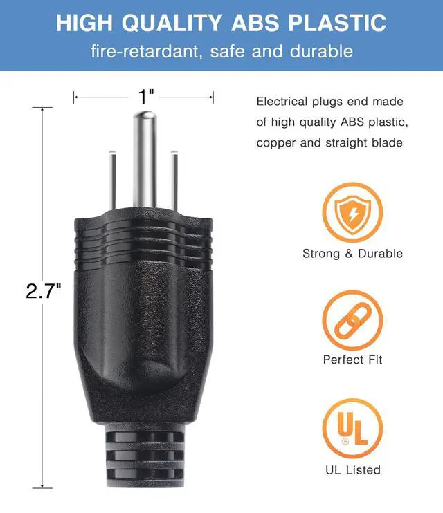 Alt view image 2 of 7 - NEMA 5-15P Electrical Replacement Plugs End, Extension Cord Ends 125V 15A 2Pole 3Wire Male PlugGround Neutral Generator Plug3 Prong Power Replacement Type (3)