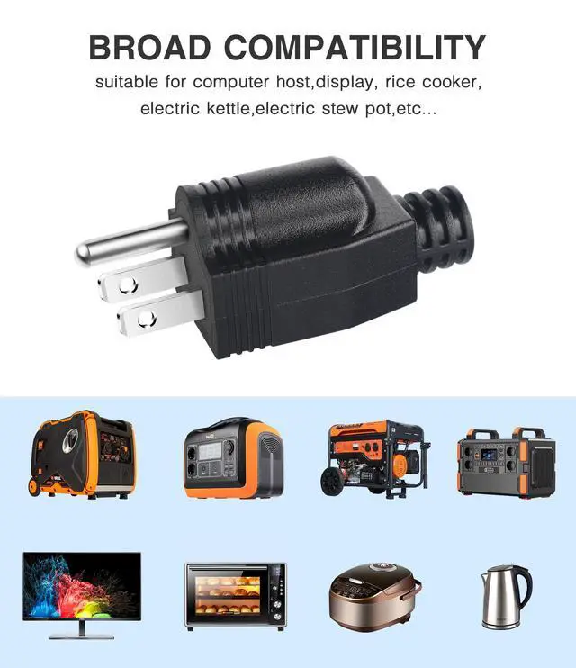 Alt view image 6 of 7 - NEMA 5-15P Electrical Replacement Plugs End, Extension Cord Ends 125V 15A 2Pole 3Wire Male PlugGround Neutral Generator Plug3 Prong Power Replacement Type (3)