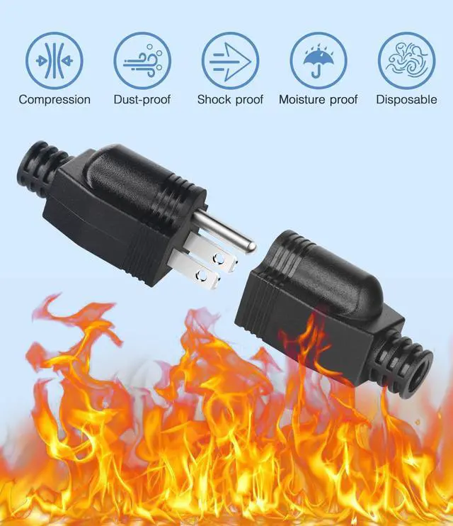 Alt view image 7 of 7 - NEMA 5-15P Electrical Replacement Plugs End, Extension Cord Ends 125V 15A 2Pole 3Wire Male PlugGround Neutral Generator Plug3 Prong Power Replacement Type (3)