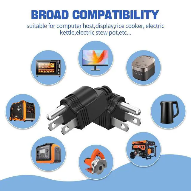 Alt view image 6 of 7 - 3Pack Straight Blade Plug, 2 Pole 3 Wire Grounding Plug Male Extension Cord Replacement Electrical Plugs Connectors End Black 125V 15A