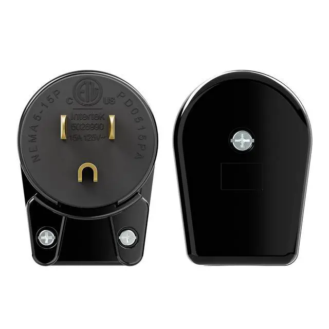 Alt view image 7 of 7 - Right Angle Nema 5-15P Rewirable Plug, 15A 125V Household DIY AC Plug, 3 Prong 90 Degree Power Plugs,12 Directions Male USA Canada AC Power Plugs, Etl Listed,Black