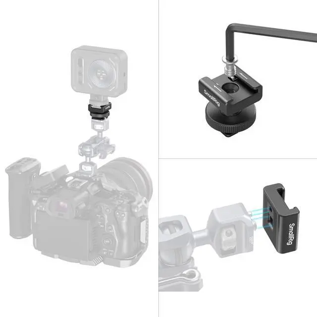 Alt view image 7 of 7 - Cold Shoe Mount Adapter for Wireless Microphone, for DJI Mic / Mic 2, for RODE Wireless Go II, for Saramonic BLink 900 B, for Hollyland C1, with 1/4"-20 Threaded Hole, Anti Drop Design - 4822