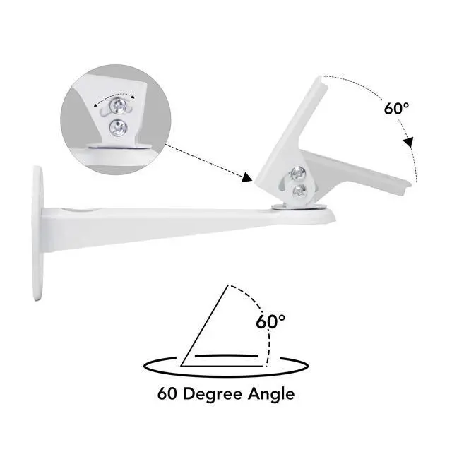 Alt view image 4 of 7 - Mini Projector Wall Mount Bracket, Universal 360° Rotation, 7.8in Adjustable Arm, for CCTV Security Camera, Webcam, Small Projector (White, 8 lbs)