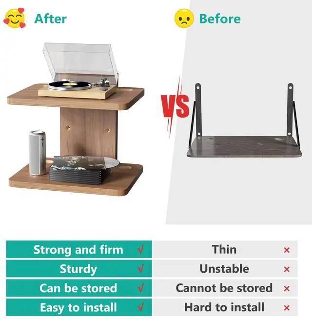 Alt view image 4 of 7 - Floating TV Shelf, 2 Tier Projector Shelf for DVD Players, Routers, Game Consoles, Cable Boxes, Living Room Decor Accessories, Wall Mount Shelves Holds Up to 22lbs (CS202N), 2-Shelf, Walnut Brown