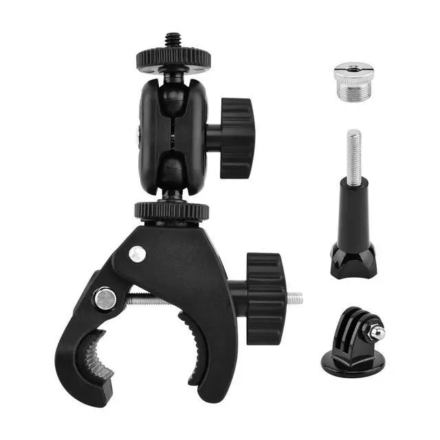 Alt view image 2 of 7 - Mic Crab Clamp, Microphone Mount with Double Ball Head Adjustment 1/4" to 5/8" Copper Screw, Fits Most Mic Stand, Studio Recording, Drum Stand, Desktop Shelf(COLOR:black)