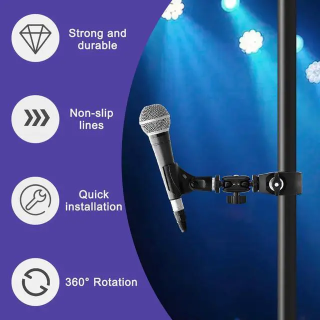 Alt view image 4 of 7 - Mic Crab Clamp, Microphone Mount with Double Ball Head Adjustment 1/4" to 5/8" Copper Screw, Fits Most Mic Stand, Studio Recording, Drum Stand, Desktop Shelf(COLOR:black)