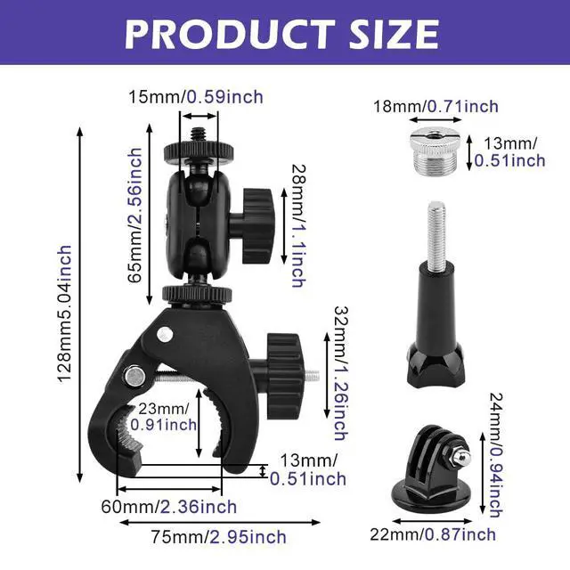Alt view image 3 of 7 - Mic Crab Clamp, Microphone Mount with Double Ball Head Adjustment 1/4" to 5/8" Copper Screw, Fits Most Mic Stand, Studio Recording, Drum Stand, Desktop Shelf(COLOR:black)