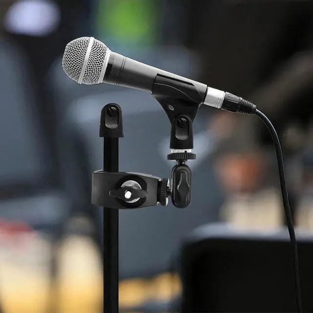 Alt view image 6 of 7 - Mic Crab Clamp, Microphone Mount with Double Ball Head Adjustment 1/4" to 5/8" Copper Screw, Fits Most Mic Stand, Studio Recording, Drum Stand, Desktop Shelf(COLOR:black)