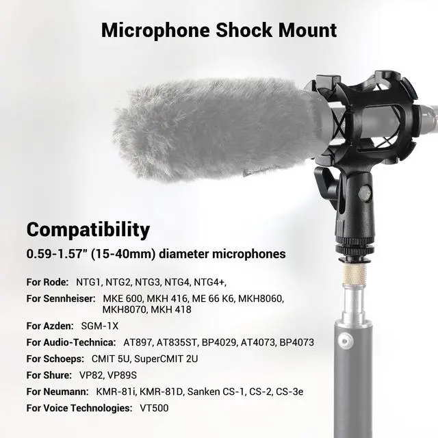 Alt view image 2 of 6 - Microphone Shock Mount Cold Shoe Pinch for Camera Shoe Boompole