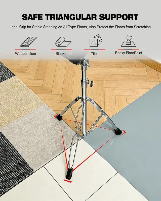 Alt view image 6 of 7 - PPS101 Electronic Mounting Stand With Module Mount Plate, Double Braced Drum Pad Stand For Sample Pad/Multipad/Electric Drum Module, Chrome