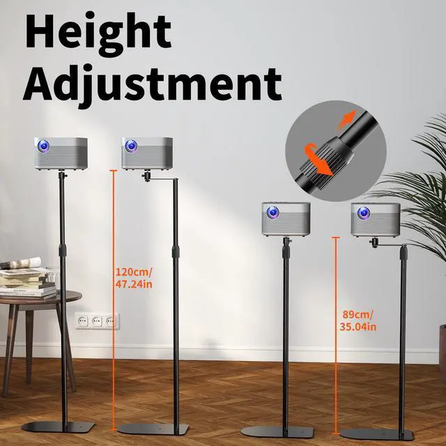 Alt view image 4 of 7 - Projector Stand, 2-in-1 Mini Projector Mount Bracket 360°Swivel, Height Adjustable, Compatible with Home Office Video Camera, PR002FP