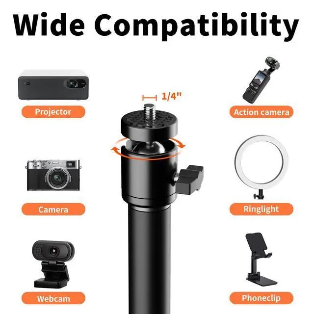 Alt view image 5 of 7 - Projector Stand, 2-in-1 Mini Projector Mount Bracket 360°Swivel, Height Adjustable, Compatible with Home Office Video Camera, PR002FP