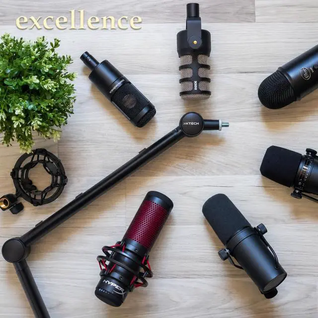 Alt view image 7 of 7 - Microphone Boom Arm with Desk Mount, 360° Rotatable, Adjustable and Foldable Scissor Mounting for Podcast, Video Gaming, Radio and Studio Audio, Sturdy and Universal - Elegance Model