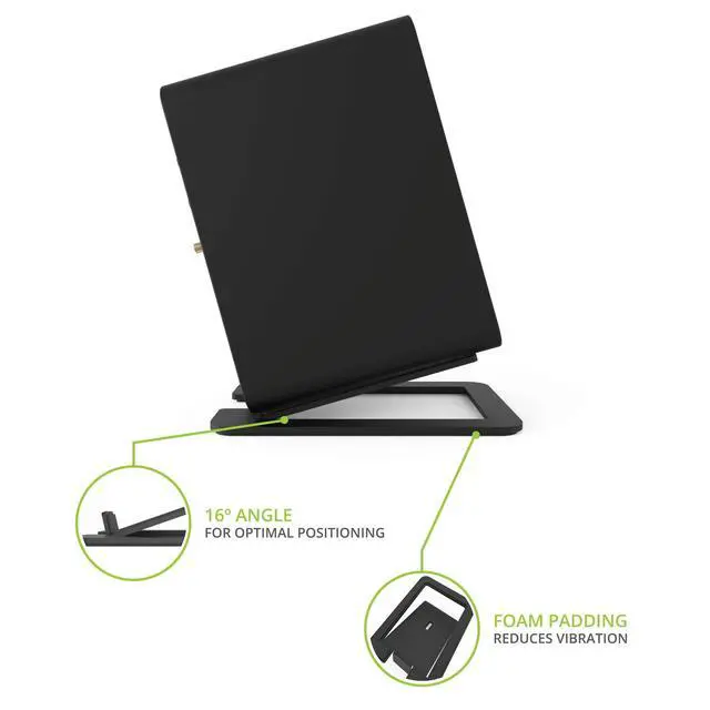 Alt view image 3 of 7 - S6 Tilted Desktop Speaker Stands for Large Bookshelf Speakers & Full-Size 5-7 Studio Monitors | Supports 20 lbs | Damping Foam Padding | ¼-20 Mounting | Pair | Black
