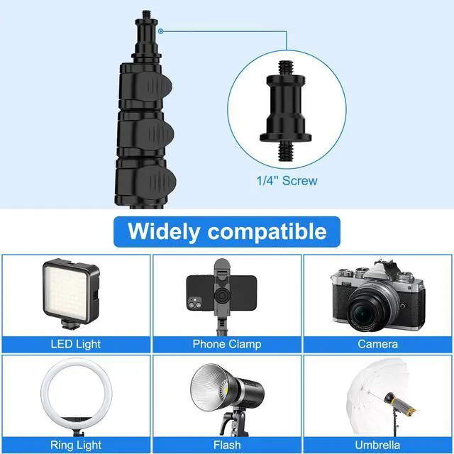 Alt view image 4 of 7 - Extendable Light Stand Photography, 6.6ft/2m Light Tripod Stand for Travel, 13lb/6kg Heavy Duty Studio Lighting Stand for Continue Output Lighting, Flash, Strobe, Webcams, Camera, Softbox