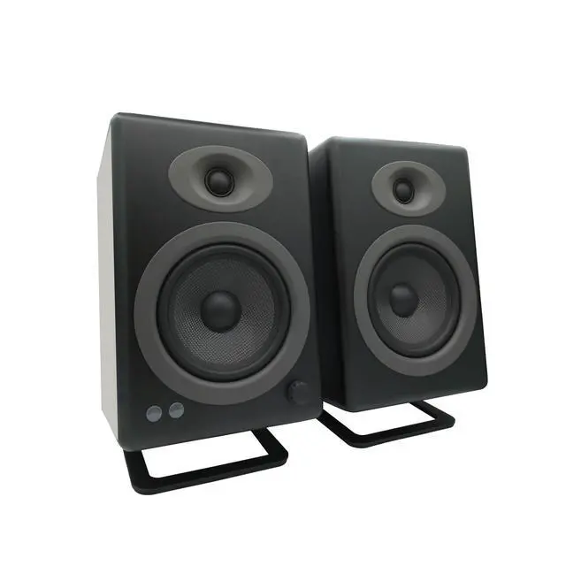 Alt view image 5 of 6 - DS2M Metal Speaker Stands Pair Steel Desktop Speaker Stands for Bookshelf Speakers, Gaming and Studio Audio - Black