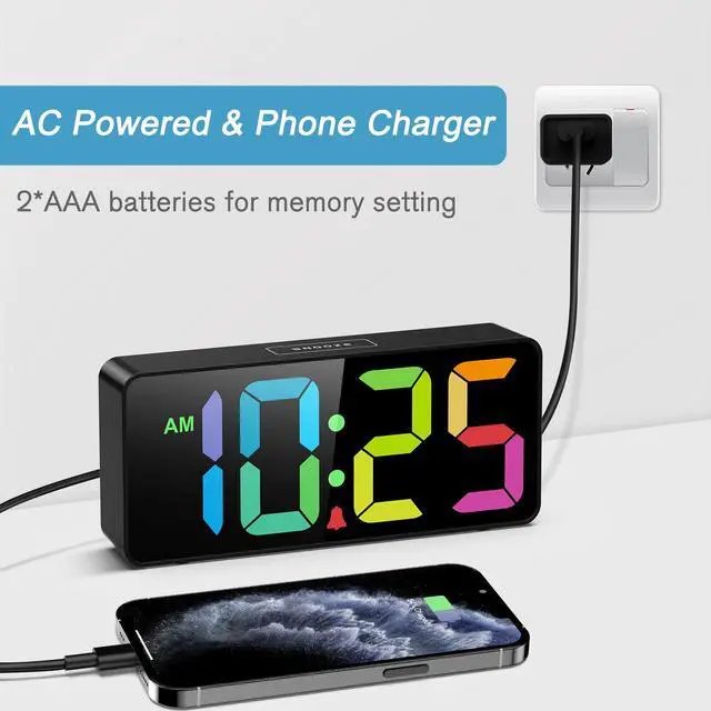 Alt view image 6 of 7 - 7.5 Inches Big Number Alarm Clock for Seniors & Kids
