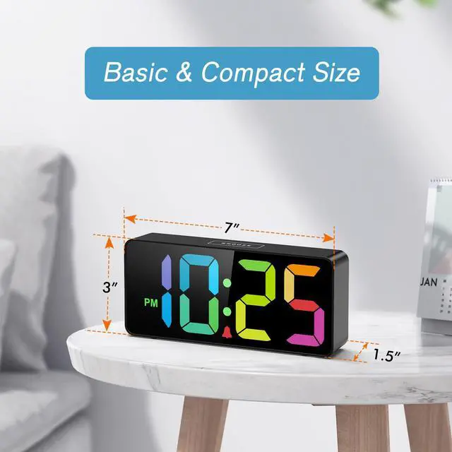 Alt view image 7 of 7 - 7.5 Inches Big Number Alarm Clock for Seniors & Kids