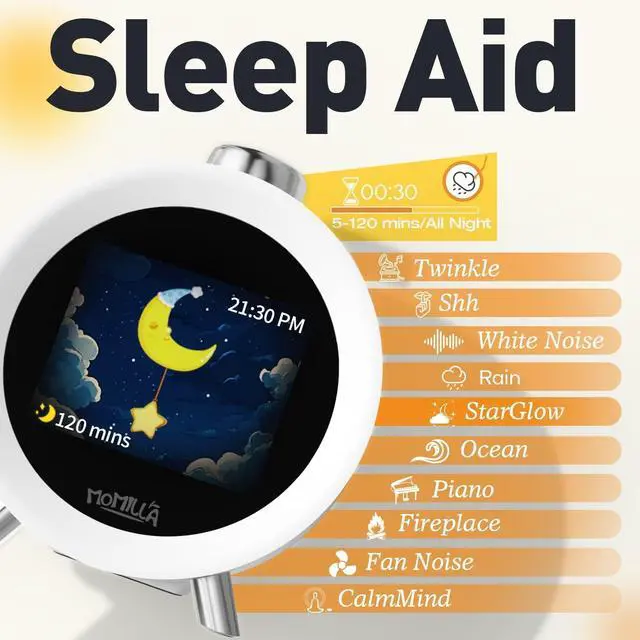 Alt view image 6 of 7 - Alarm Clocks for Bedrooms, 2.8" Color Display, 7-Day Programmable 4 Alarms, Loud Alarm Clock for Heavy Sleepers Adults/Kids/Teen, Digital White Noise Sound Machine, Easy to Set, Hourly Chime