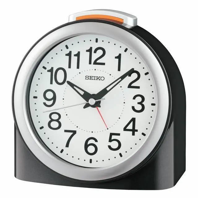 Main image of QHE211KLH Non Ticking Bedroom Alarm Clock, Black, 5 Inches