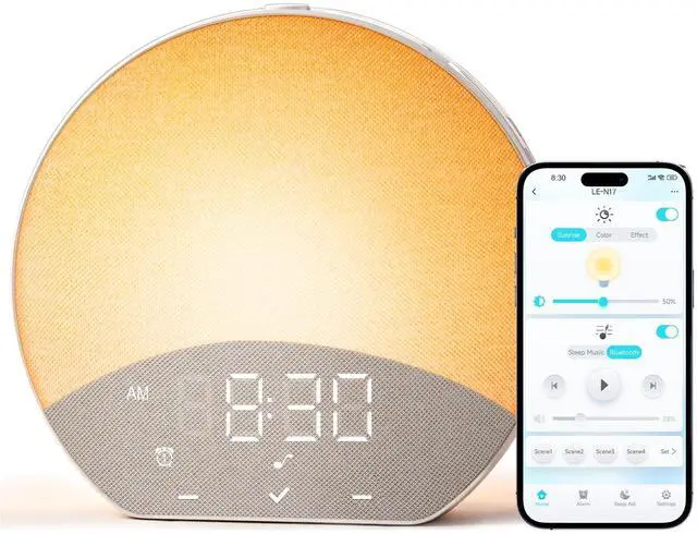 Main image of Dual Alarm Sunrise Alarm Clock with Sound Machine, APP Control