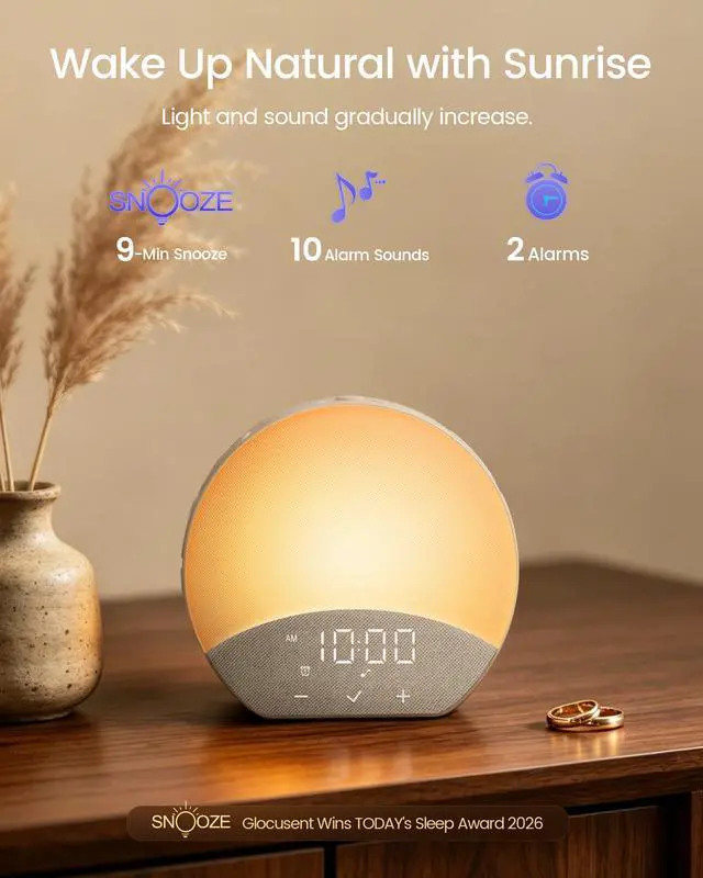 Alt view image 2 of 6 - Dual Alarm Sunrise Alarm Clock with Sound Machine, APP Control