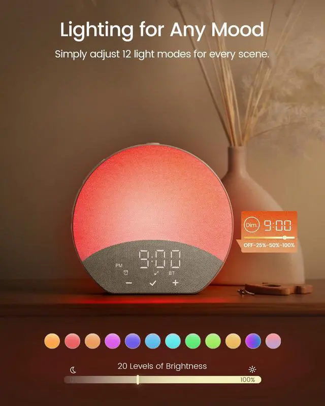 Alt view image 4 of 6 - Dual Alarm Sunrise Alarm Clock with Sound Machine, APP Control