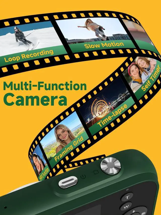 Alt view image 5 of 6 - Digital Camera,4K 48MP Compact Camera for Teens,16X Zoom Anti Shake,32GB SD Card,21 Filters,Framing Grid, Date Stamp,Slow Motion,MP3 Function,Travel Small Camera for Boys Girls,Green