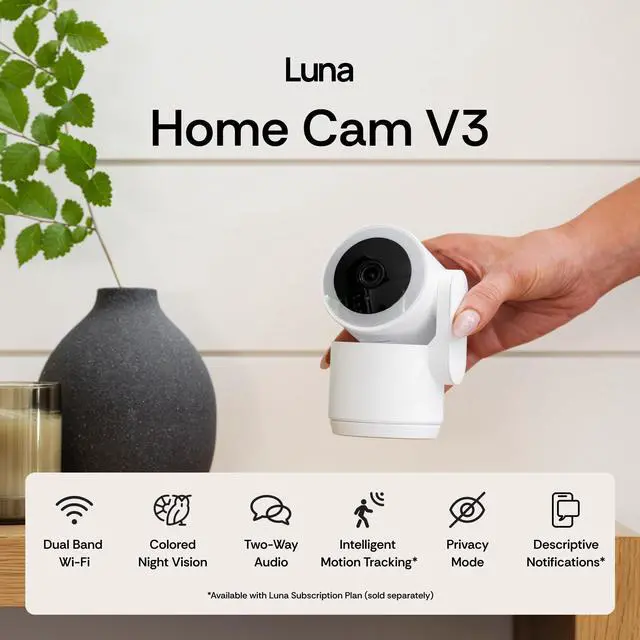 Alt view image 2 of 7 - 2K Indoor Cameras for Home Security, 2.4GHz & 5GHz WiFi, 360-Degree Pan-Tilt, Built-in Spotlight, Human Auto Tracking, Siren, Pet/Dog/Baby Camera with Phone app, White (2026 Upgrade Version)