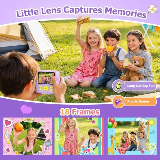 Alt view image 3 of 7 - Kids Camera Instant Print - 2.4" Eye-Care Digital Video Camera for Toddlers & Kids Ages 3-12, with 3 Rolls Paper & 32GB SD Card, 1080P, 18 Frames, Birthday Christmas Valentines Gifts for Girls