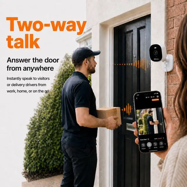 Alt view image 7 of 7 - Plus 2 Smart Home Security Camera 2.5K, WiFi 2.4 & 5GHz, Indoor/Outdoor, IP65 Waterproof, LED Spotlight, Two-Way Audio, Color Night Vision, Baby/Pet Cam, App Powered (100M+ downloads)