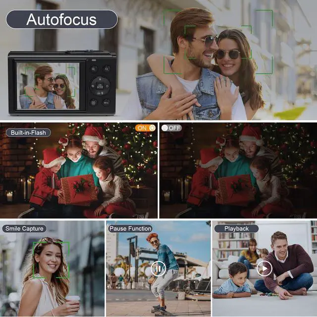 Alt view image 6 of 7 - 5K Digital Camera,80MP Vlogging Camera for YouTube with 18X Digital Zoom | Dual Screens,WIFI,Flash,32GB TF Card & 2 Batteries,Portable Compact Camera for Kids Teens Adult