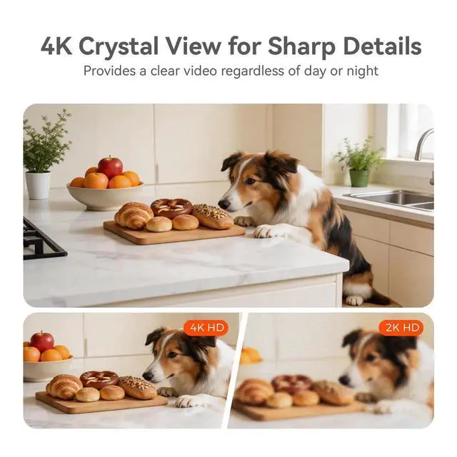 Alt view image 3 of 7 - 4K UHD Indoor Camera, 64G Built-in Storage No Subscription,Pet Camera Indoor with Phone App,Work as Baby Monitor/Cat/Dog Camera,360°Pan&Tilt,Two-Way Talk,Privacy Mode,AI Tracking/Detection