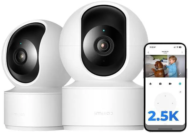 Main image of 2.5K Indoor Camera, Room Camera for Bedroom, Dog/Pet/Baby/Nanny Cam with Xiaomi Home App, 360° Pan & Tilt Home Security Cam, Night Vision, Two Way Audio, 2.4GHz WiFi (C21 2 Pack)