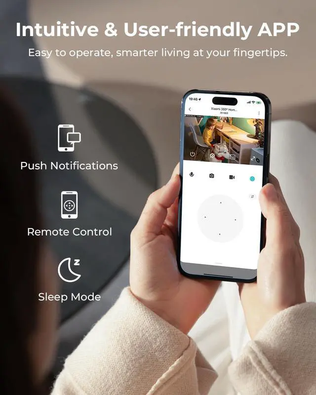 Alt view image 6 of 7 - 2.5K Indoor Camera, Room Camera for Bedroom, Dog/Pet/Baby/Nanny Cam with Xiaomi Home App, 360° Pan & Tilt Home Security Cam, Night Vision, Two Way Audio, 2.4GHz WiFi (C21 2 Pack)